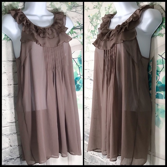 Tramp Semi Sheer Brown Ruffled Top Small - Picture 3 of 7